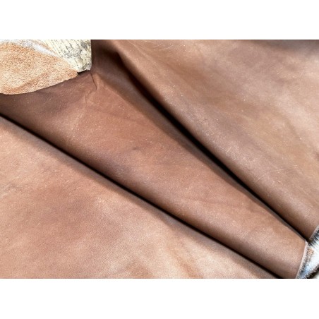 Flanc de vache – Cuir NOISETTE MAT – Tannage minéral – Souple & élastique - 2ᵉ choix - Cuir en Stock