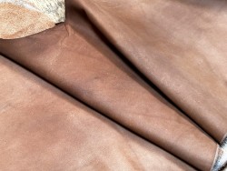 Flanc de vache – Cuir NOISETTE MAT – Tannage minéral – Souple & élastique - 2ᵉ choix - Cuir en Stock