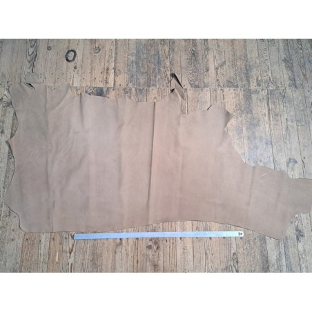 Demi peau de cuir de vachette grainée nubuck - Lin - Cuir en Stock