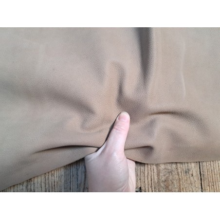 Demi peau de cuir de vachette grainée nubuck - Lin - Cuir en Stock