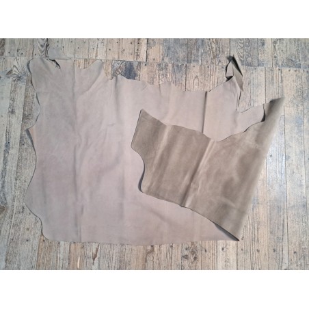 Demi peau de cuir de vachette grainée nubuck - Lin - Cuir en Stock