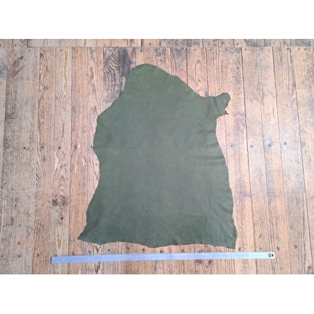 Cuir de chèvre nubuck ciré - Vert Fougère - Cuir en Stock
