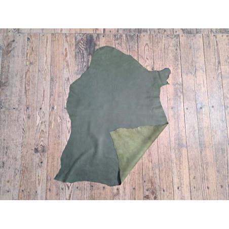 Cuir de chèvre nubuck ciré - Vert Fougère - Cuir en Stock