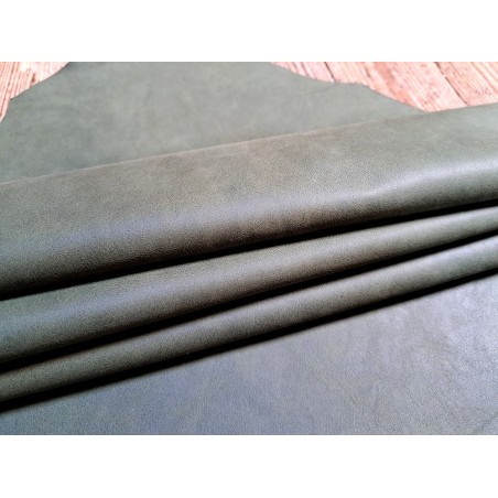 Cuir de chèvre nubuck ciré - Vert Fougère - Cuir en Stock