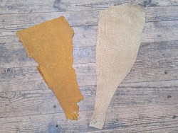 lot perche du nil - jaune moutarde/vert amande irisé or - cuir en stock