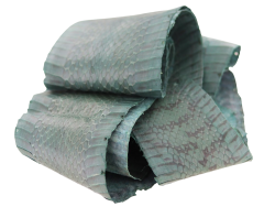 Peau de cuir de serpent cobra cirée - Bleu melville - Cuir en Stock