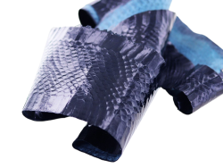 Peau de cuir de serpent - Bleu marine - Cuir en Stock
