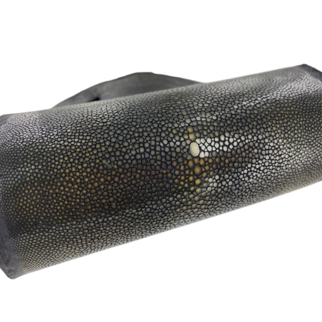 Peau de cuir de galuchat véritable exotique - Noir/jaune