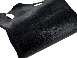 Peau de cuir de galuchat véritable - Noir pailleté