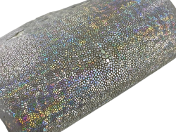 Peau de cuir de galuchat véritable exotique - Gris argenté néon