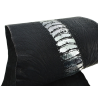 Peau de cuir de patte d'autruche noir métallisé argent vieilli - bijou - bracelet de montre - maroquinerie - Cuir en Stock
