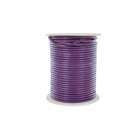 Lacet de cuir rond - Violet - accessoire ou bijou - Cuir en Stock