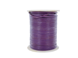 Lacet de cuir rond - Violet - accessoire ou bijou - Cuir en Stock