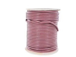 Lacet de cuir rond - Vieux rose - accessoire ou bijou - Cuir en Stock