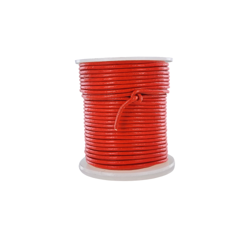 Lacet de cuir rond - Rouge - accessoire ou bijou - Cuir en Stock