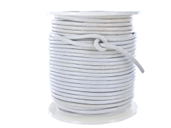 Lacet de cuir rond - Blanc - accessoire ou bijou - Cuir en Stock