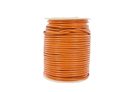 Lacet de cuir rond - Orange - accessoire ou bijou - Cuir en Stock