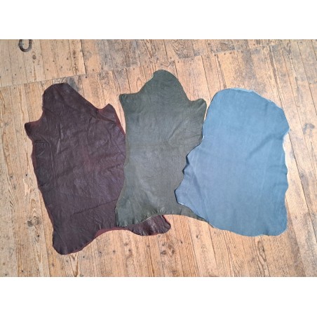 Lot de 3 peaux de cuir stretch - diverses couleurs - Cuir en Stock