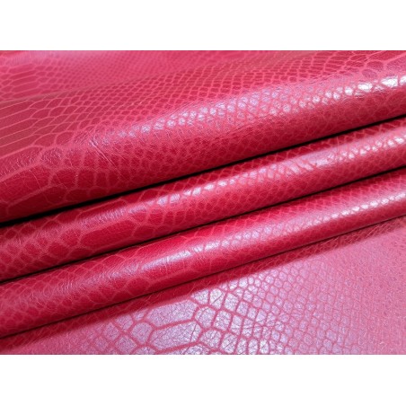 Demi peau de cuir de veau serpent - rouge - maroquinerie - Cuir en Stock