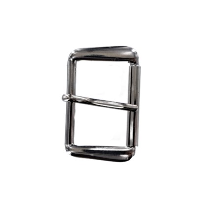 Boucle de ceinture rouleau trapèze - Nickelé - 40 mm - Cuir en Stock