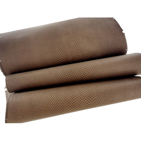 Peau de cuir de karung - Cuir exotique - serpent - Brun café mat - Cuir en stock
