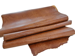 Peau de cuir de karung - Cuir exotique - serpent - Brun caramel - Cuirenstock
