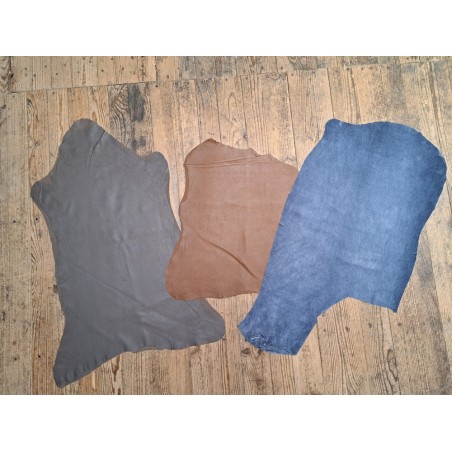 Lot de 3 peaux de cuir stretch - diverses couleurs - Cuir en Stock