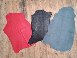 Lot de 3 peaux de cuir stretch - couleurs variées - Cuir en Stock