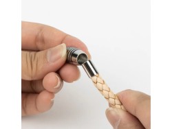 Attache magnétique ovale rayé - 6mmx21mm - Cuirenstock