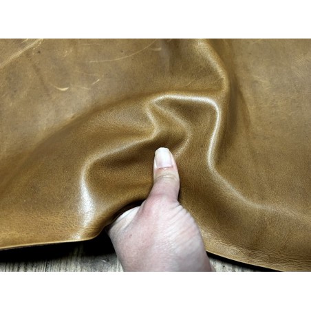 Demi-peau de cuir de vachette pullup ciré - Brun - B - Cuir en Stock