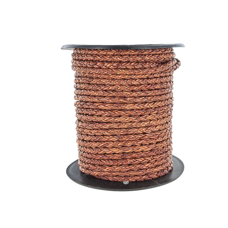 lacet rond tressé - 4mm - bijoux - maroquinerie - cuir en stock