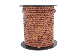 lacet rond tressé - 4mm - bijoux - maroquinerie - cuir en stock