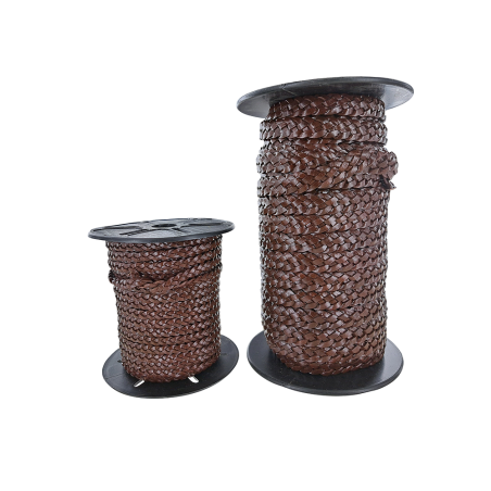 Lacet plat tressé - 12 mm - Chocolat - Bijoux - Cuirenstock