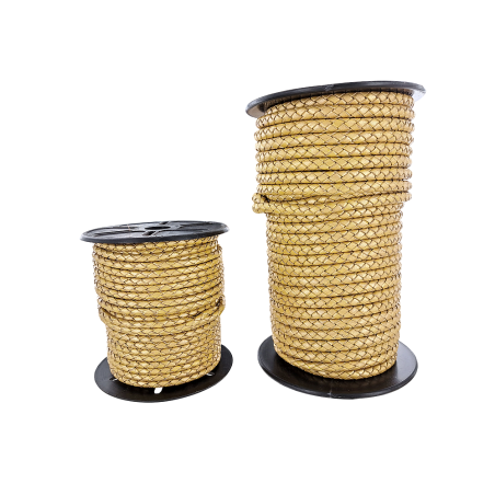 Lacet plat tressé rond - 6 mm - Or blanc - Maroquinerie - Bijoux