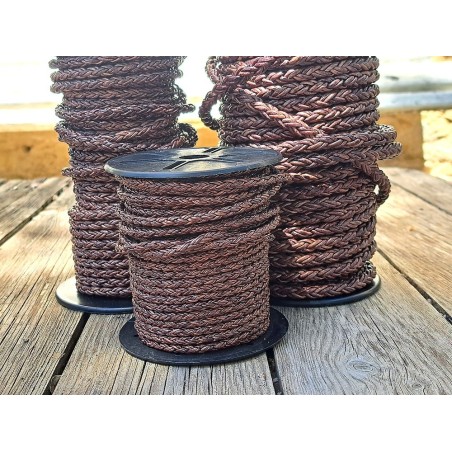 Lacet rond tressé - 8 mm - Marron - Bijoux - Cuirenstock