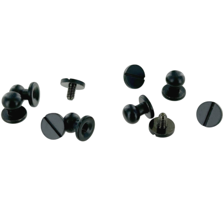 Lot de 5 boutons de col finition NOIR - Large - Cuir en stock