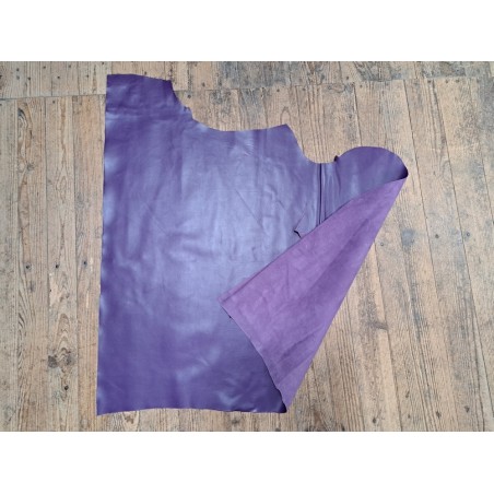 Morceau de veau lisse - Violet -A- Maroquinerie - Cuir en Stock