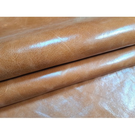 Morceau de cuir de vachette ciré pullup - Noisette - B - Cuir en Stock