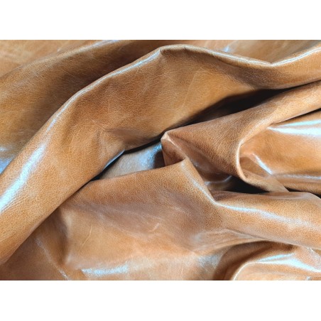 Morceau de cuir de vachette ciré pullup - Noisette - B - Cuir en Stock
