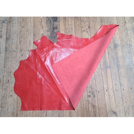 Morceau de cuir de vachette ciré pullup - Rouge flamboyant - A