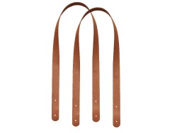 Paire de anses en cuir prêtes à poser - 50 cm - Couleur camel