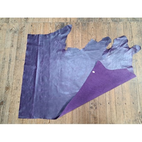 Morceau de cuir de vachette ciré pullup - Violet -B- Cuir en Stock