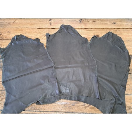Lot de 3 peaux de cuir stretch identiques - Kaki - Cuirenstock