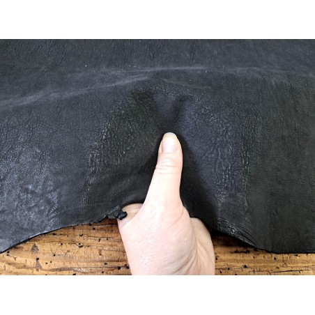 Peau de chèvre végétal nubuck naturel - noir - Cuir en stock