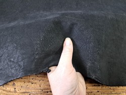 Peau de chèvre végétal nubuck naturel - noir - Cuir en stock
