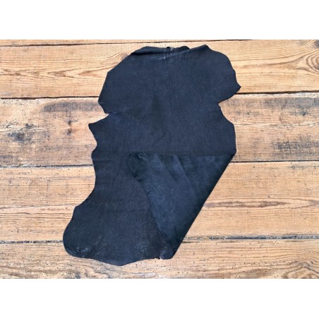 Peau de chèvre végétal nubuck naturel - noir - Cuir en Stock