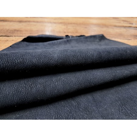 Peau de chèvre végétal nubuck naturel - noir - cuir en stock