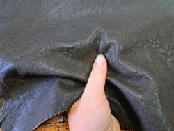 Peau de cuir de chèvre grain naturel - Kaki foncé - Cuir en Stock