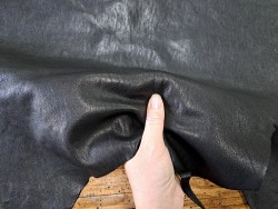 Peau de cuir de chèvre grain naturel - Noir - maroquinerie