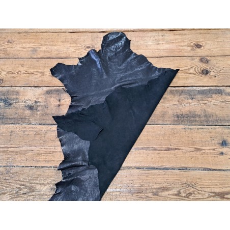 Peau de cuir de chèvre grain naturel - Noir - maroquinerie